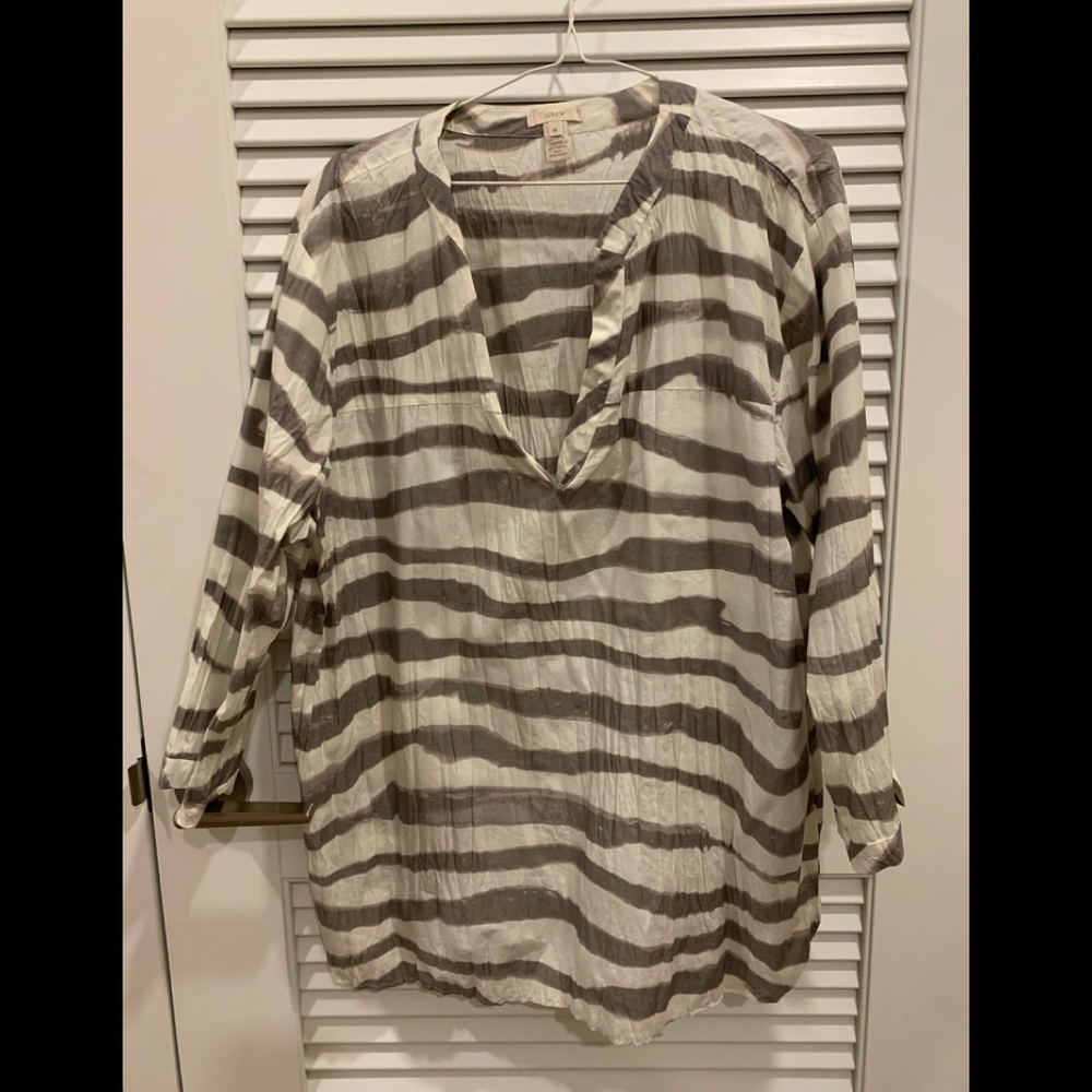 JCrew zebra stripe popover top